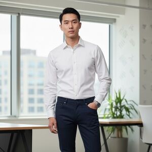 White Dress Shirt Slim Fit 100% Cotton